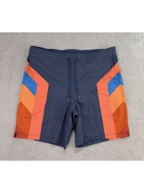 Fair Harbor Swim Trunks Mens XL Navy Blue Colorblock BreezeKnit Liner Beach